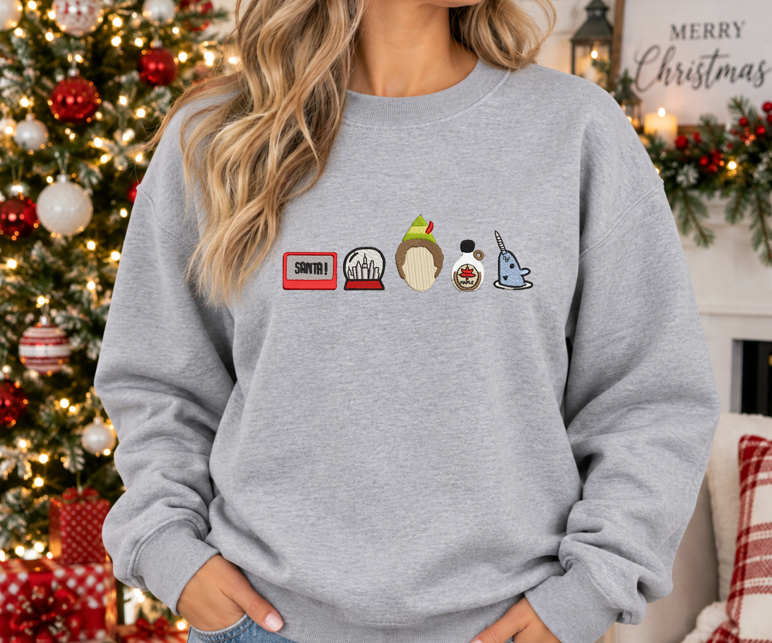 Christmas Elf Favorites Embroidered Sweatshirt or T-shirt