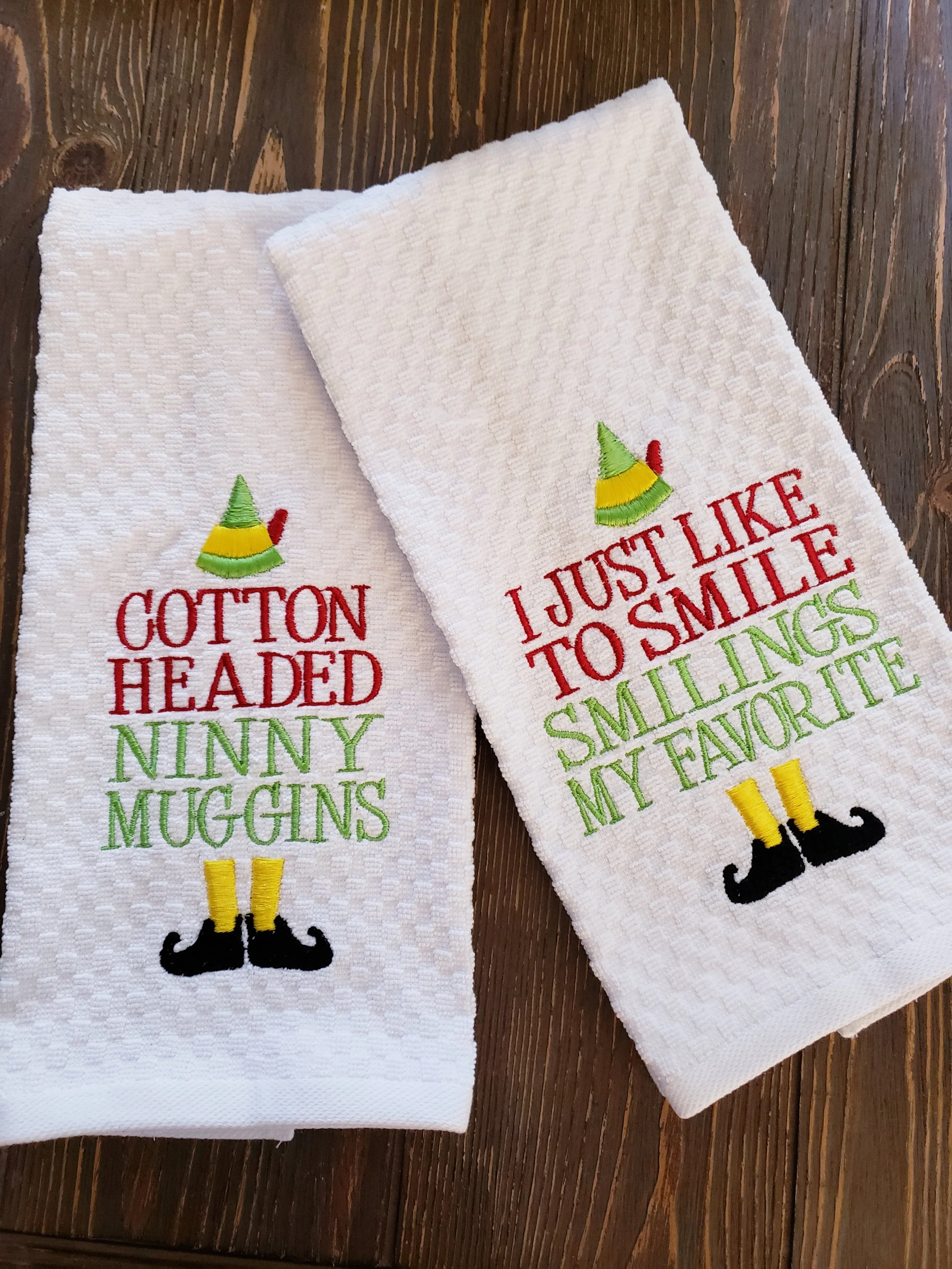 Funny Christmas The Elf Movie Embroidered Kitchen Towel Set