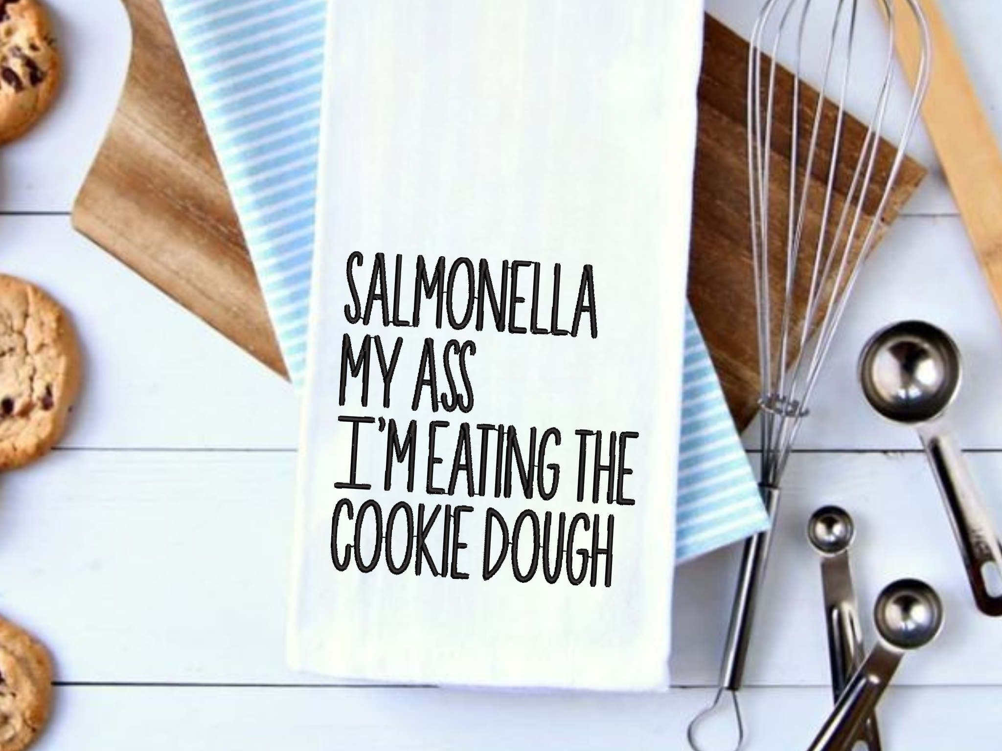 Funny Salmonella Embroidered Kitchen Towel