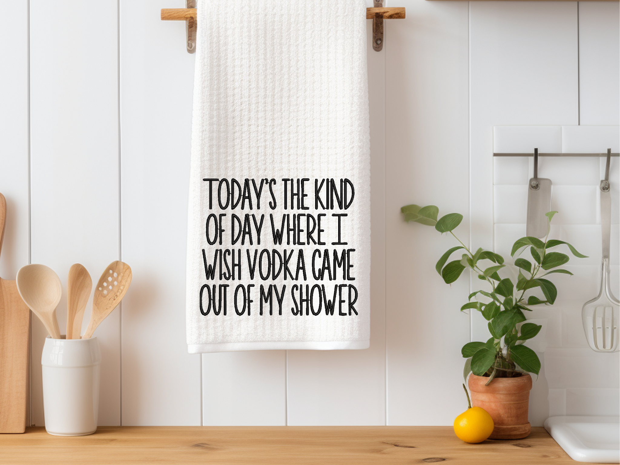 Funny Vodka Embroidered Kitchen Towel