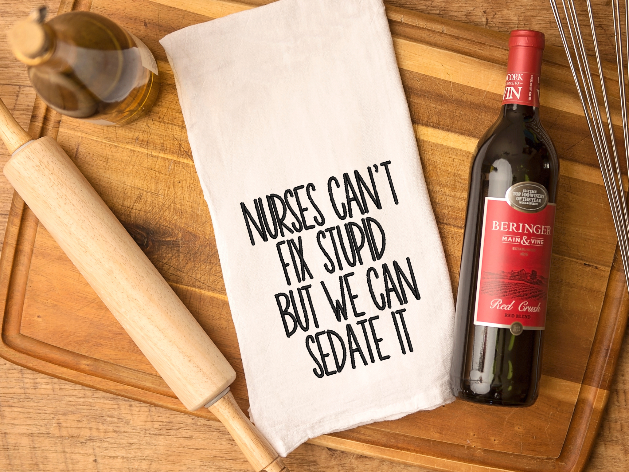 Funny Nurse Embroidered Kitchen Towel