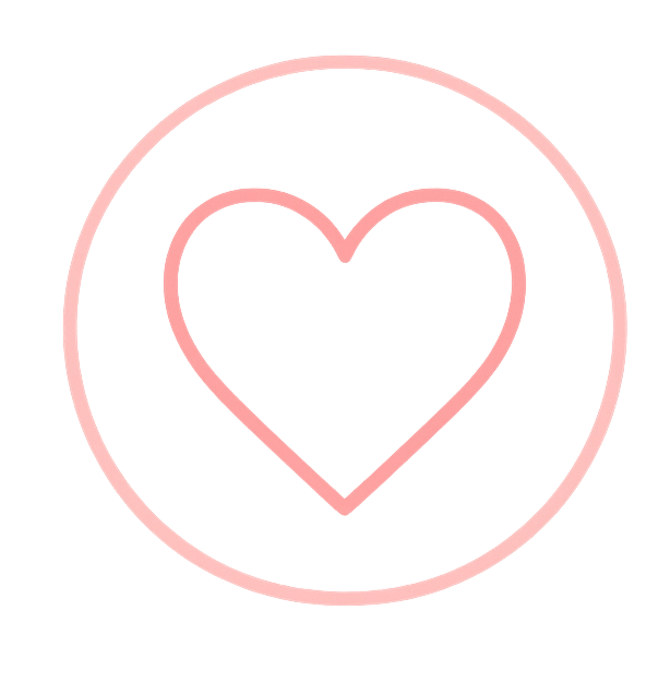 Pink heart inside a pink circle on a black background.