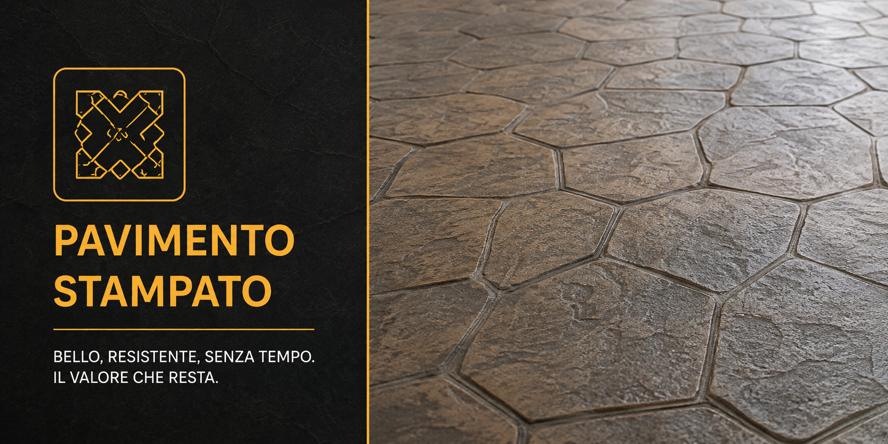 Piastrelle di pavimento stampato in modo geometrico e resistente.