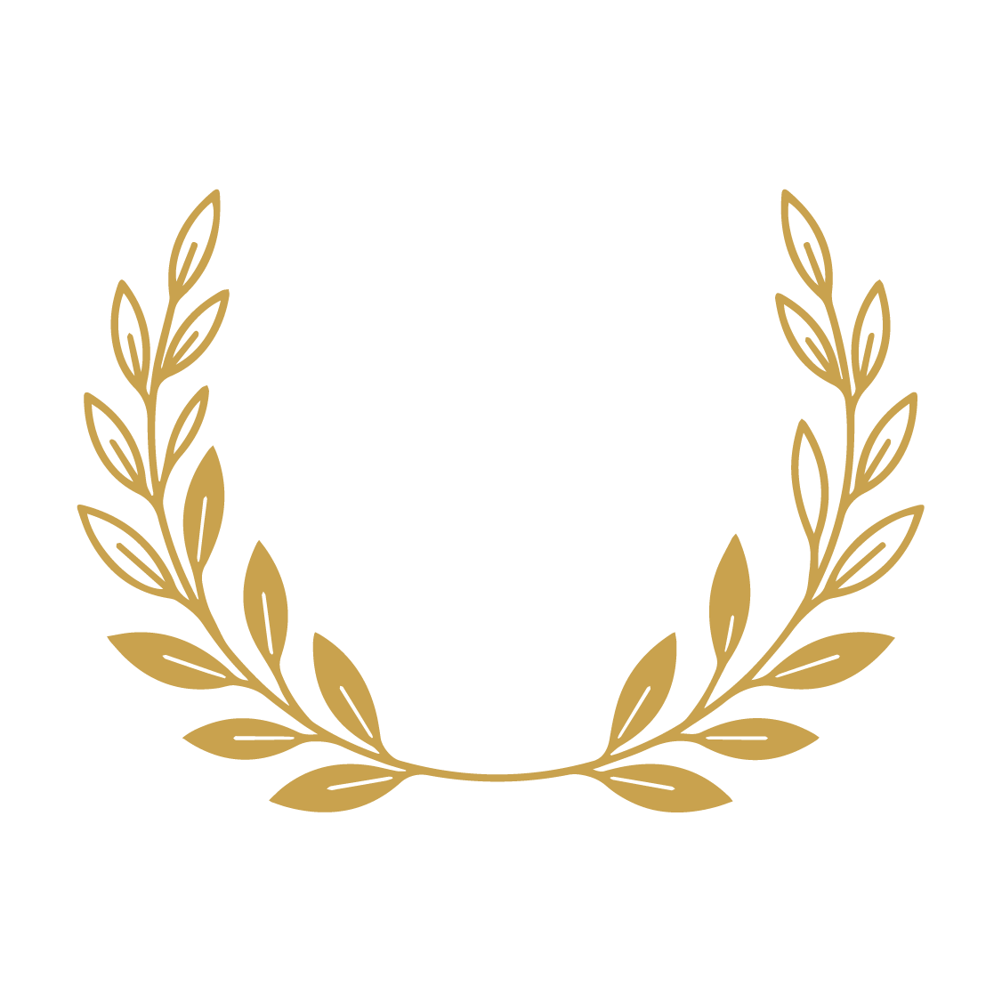 Gold laurel wreath on a black background, featuring a transparent space in the center for text or an image.