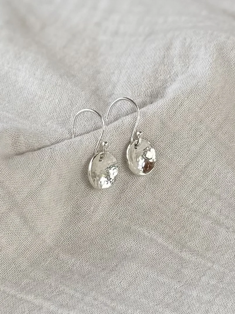 Silver Hammered Dome Earrings
