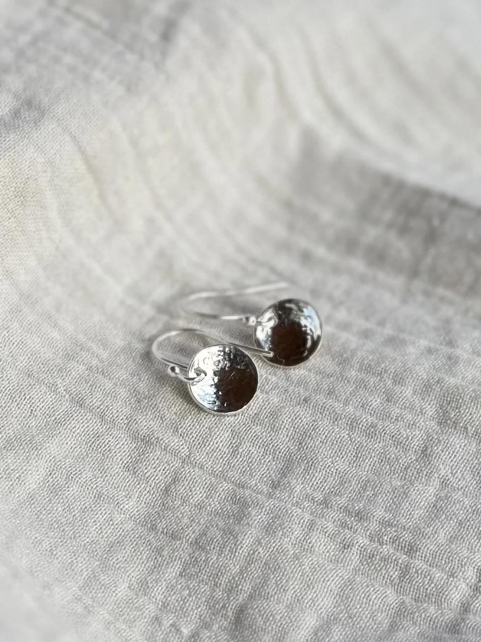 Silver Hammered Dome Earrings