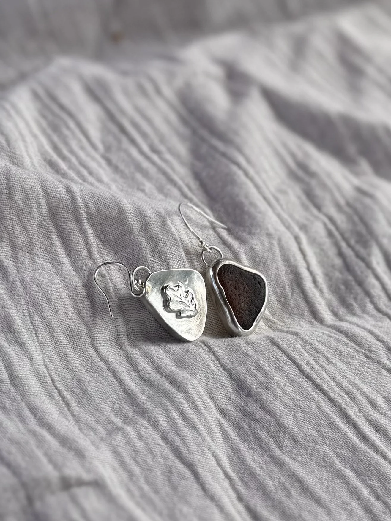 Amber Oak Sea Glass Earrings