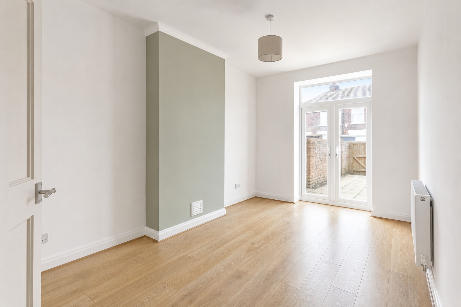 Bright, freshly refurbished dining room in a Merseyside rental property