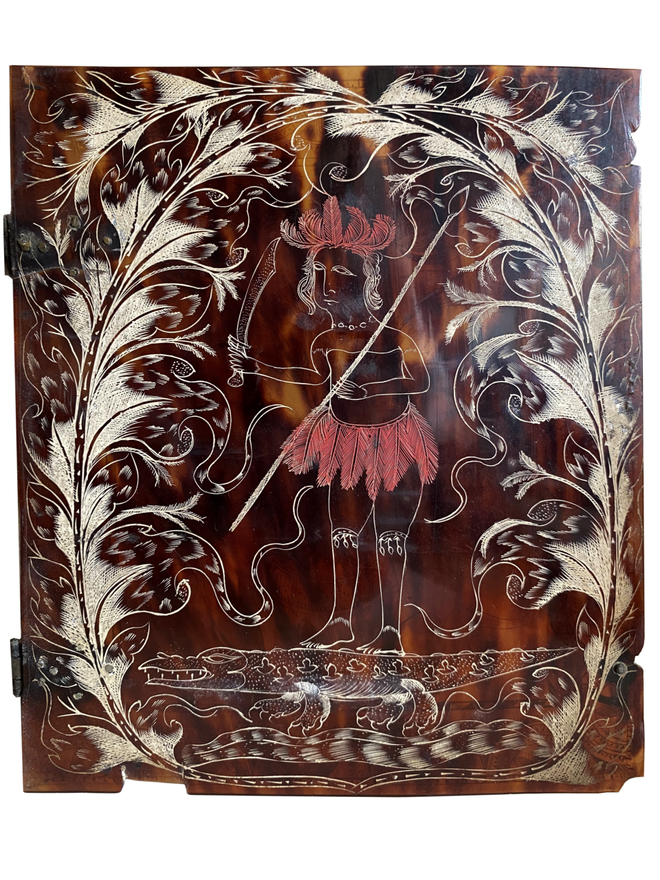 Jamaican tortoiseshell table cabinet inside door