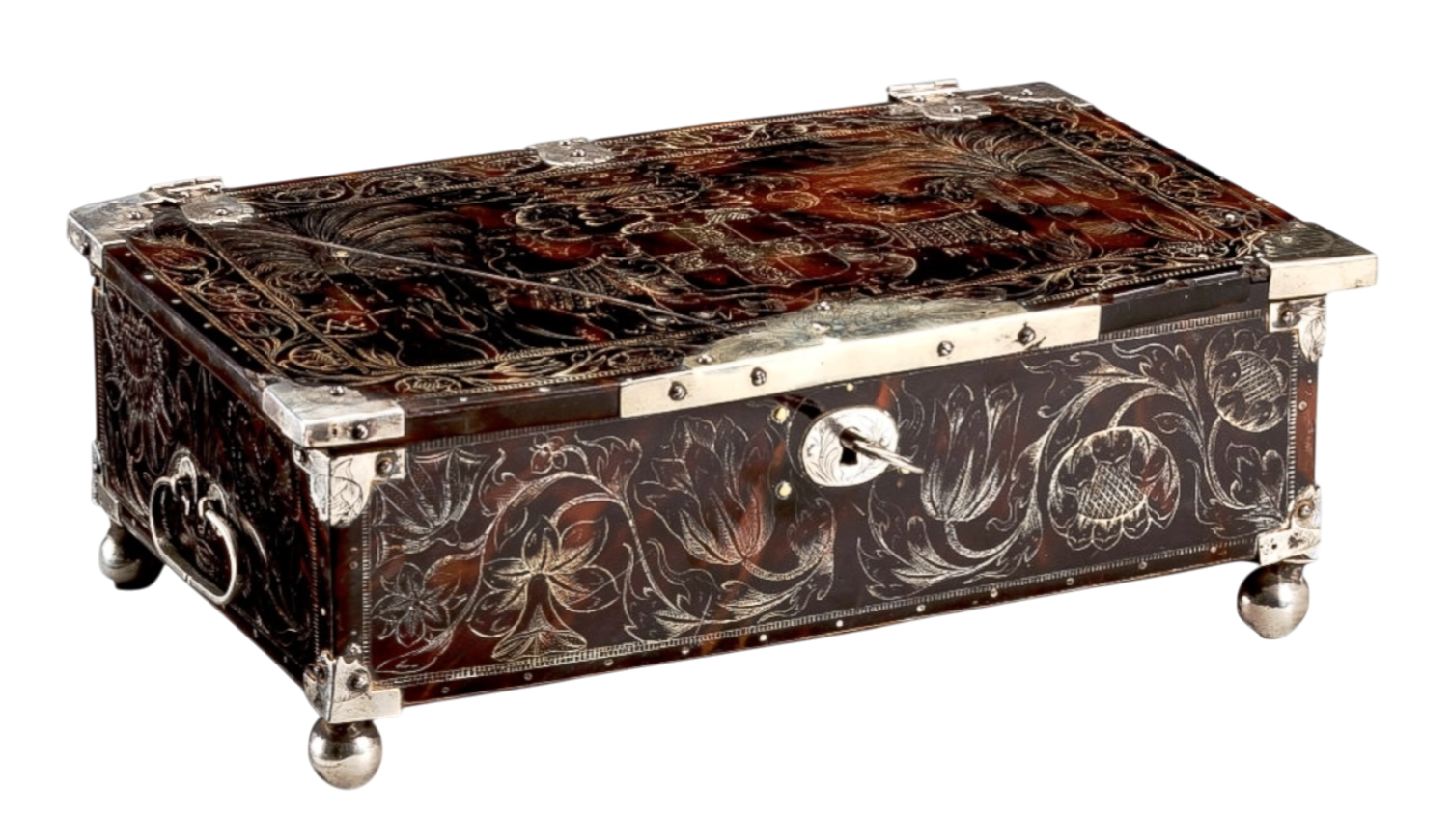 Jamaican engraved tortoiseshell casket