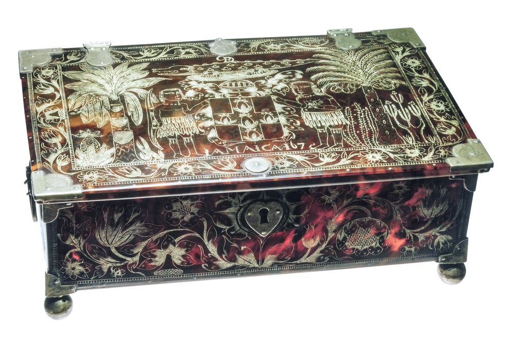 Jamaican engraved tortoiseshell casket