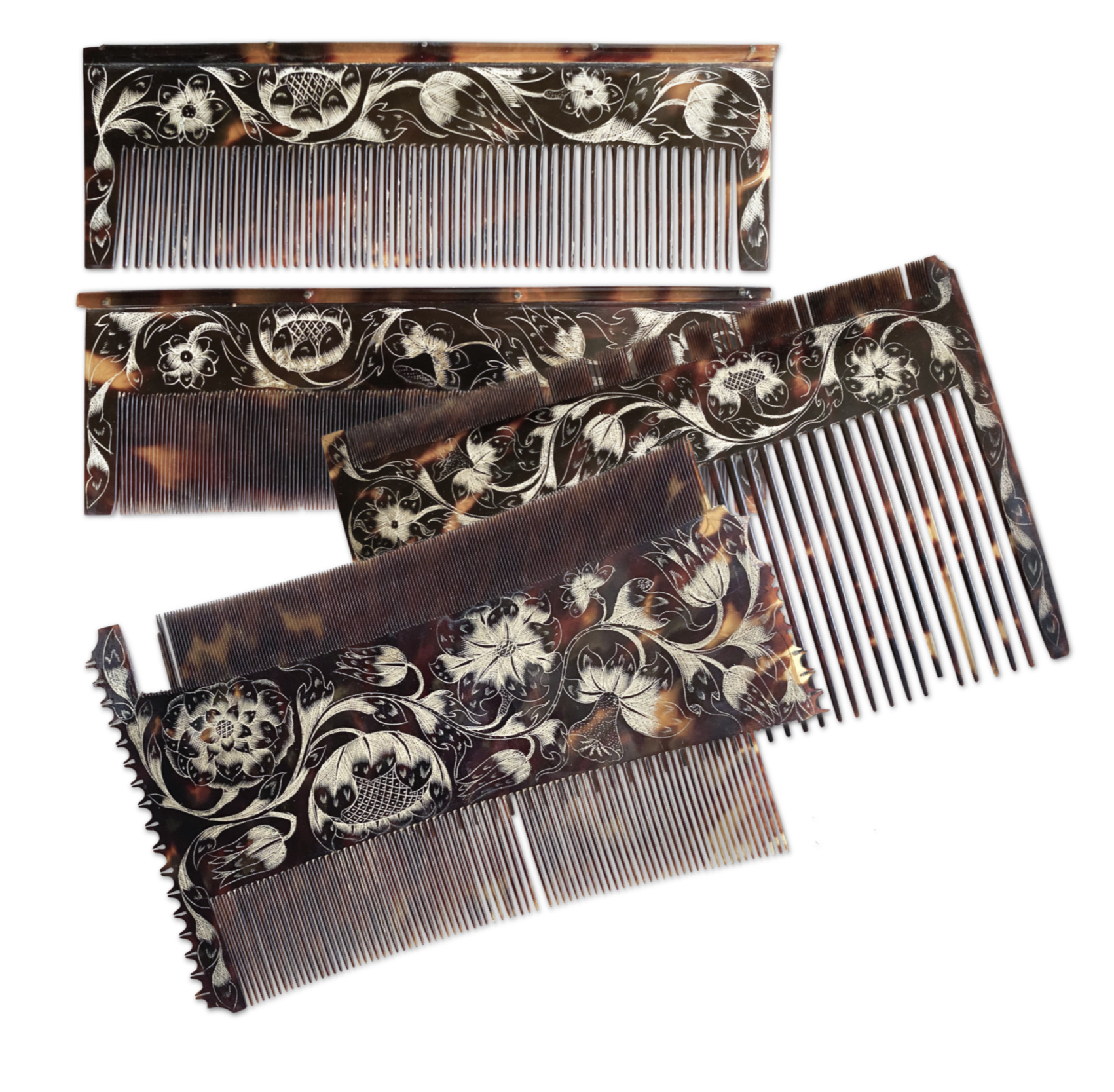 Jamaican engraved tortoiseshell combs
