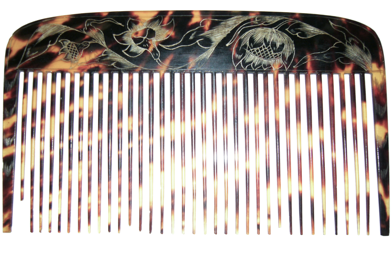 Jamaican engraved tortoiseshell comb
