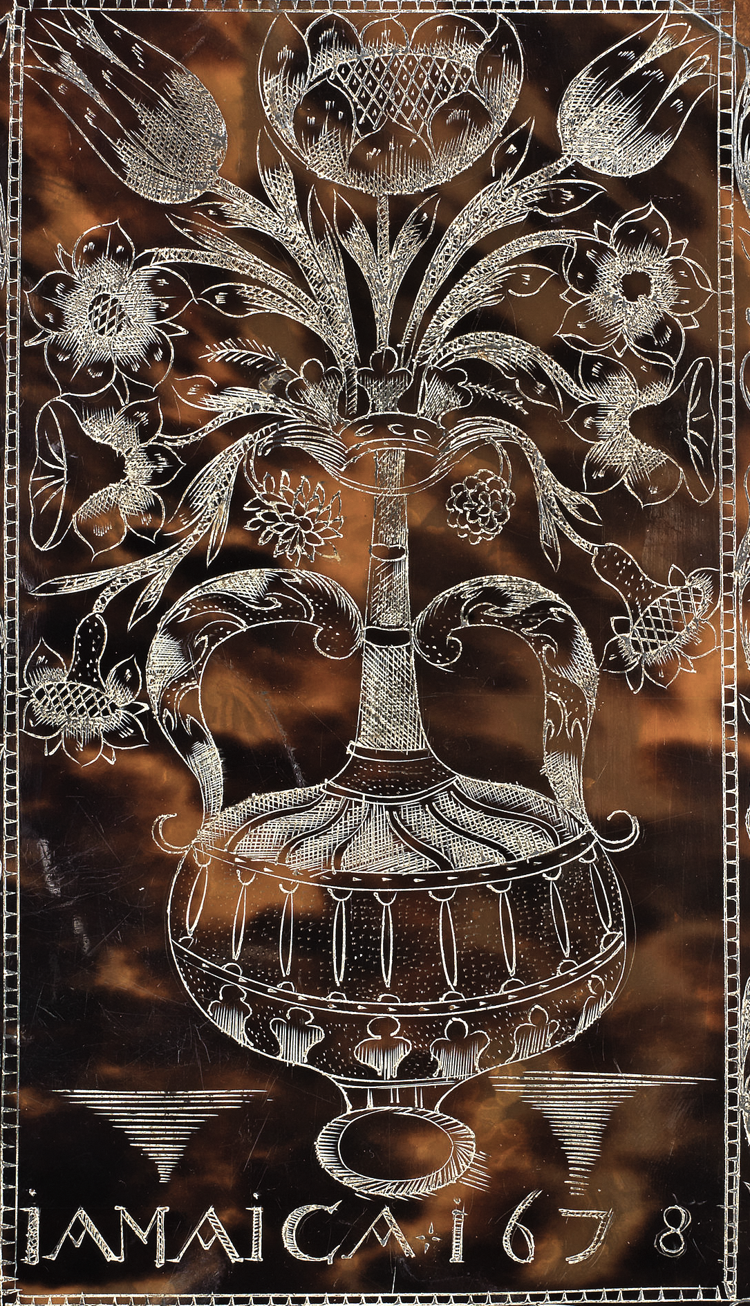 Jamaican engraved tortoiseshell comb case