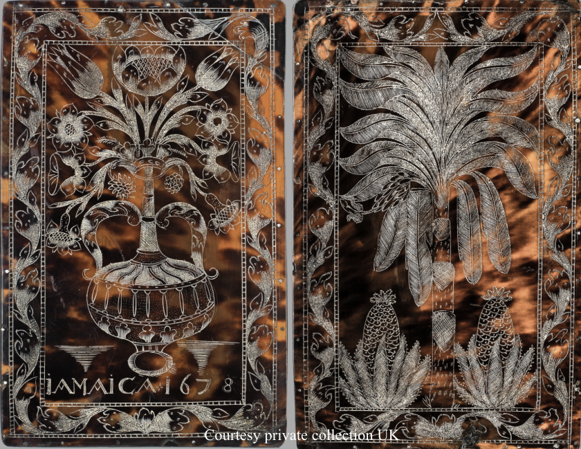 Jamaican engraved tortoiseshell comb case 1678