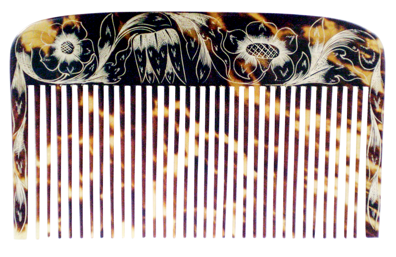 Jamaican engraved tortoiseshell comb