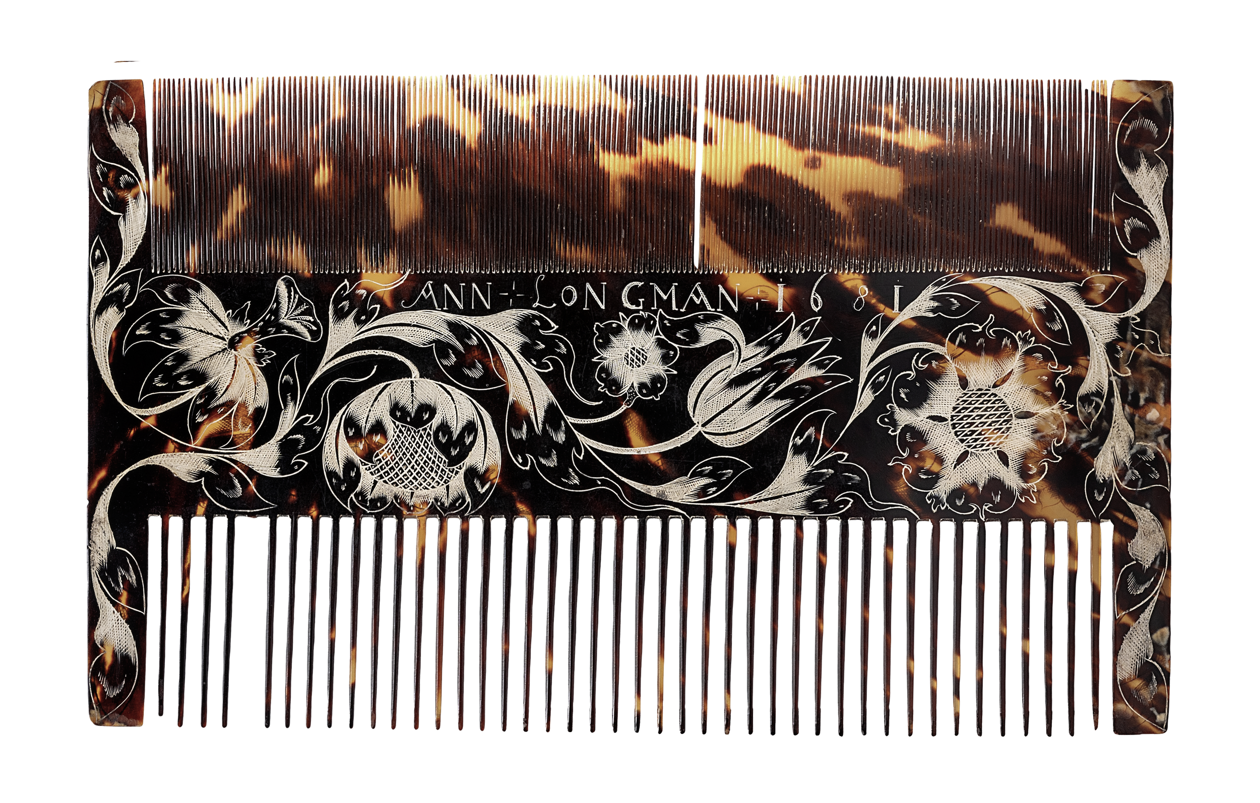 Jamaican engraved tortoiseshell comb