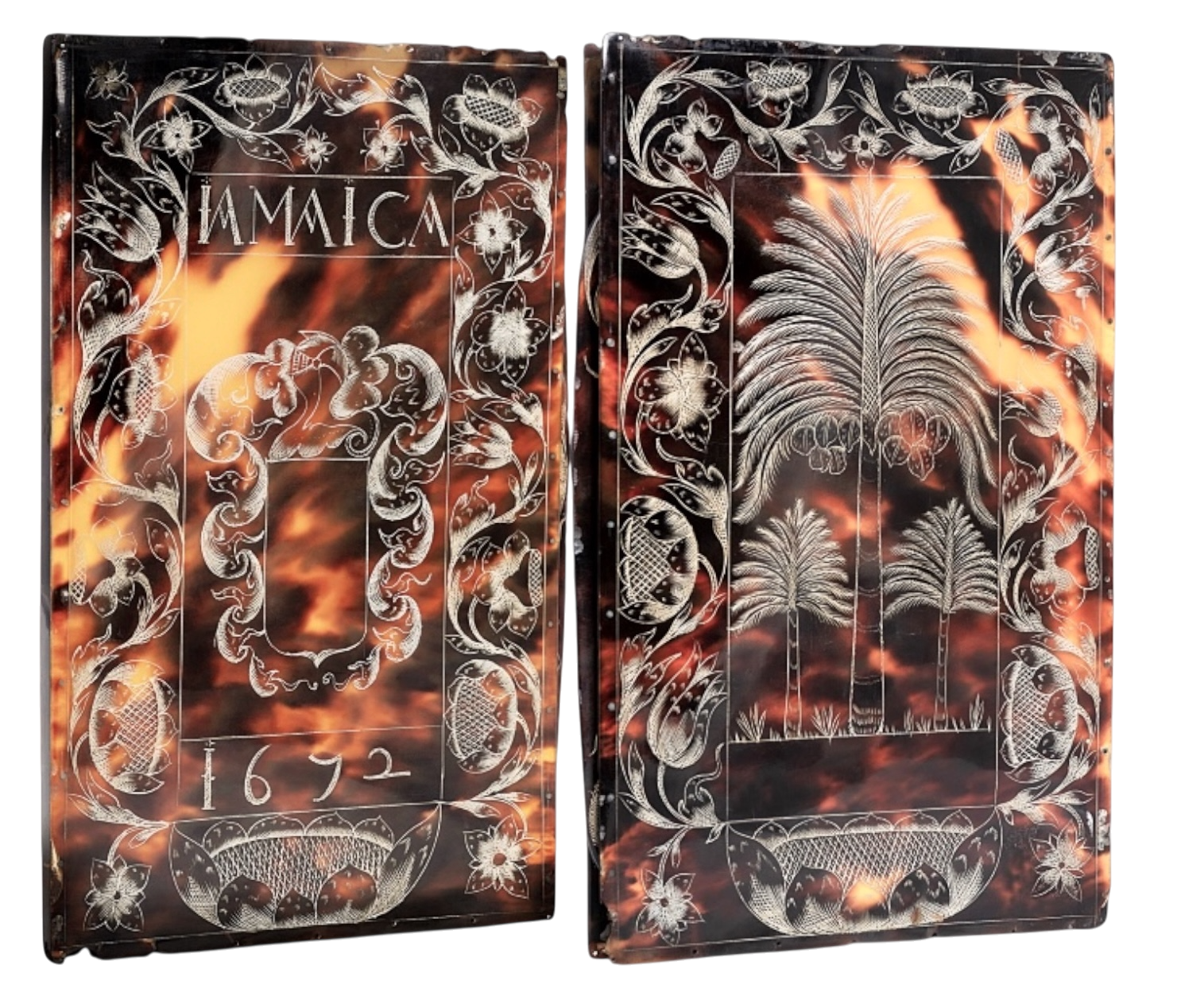 Jamaican engraved tortoiseshell comb case 1672