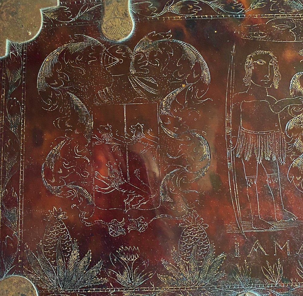 Jamaican engraved tortoiseshell casket