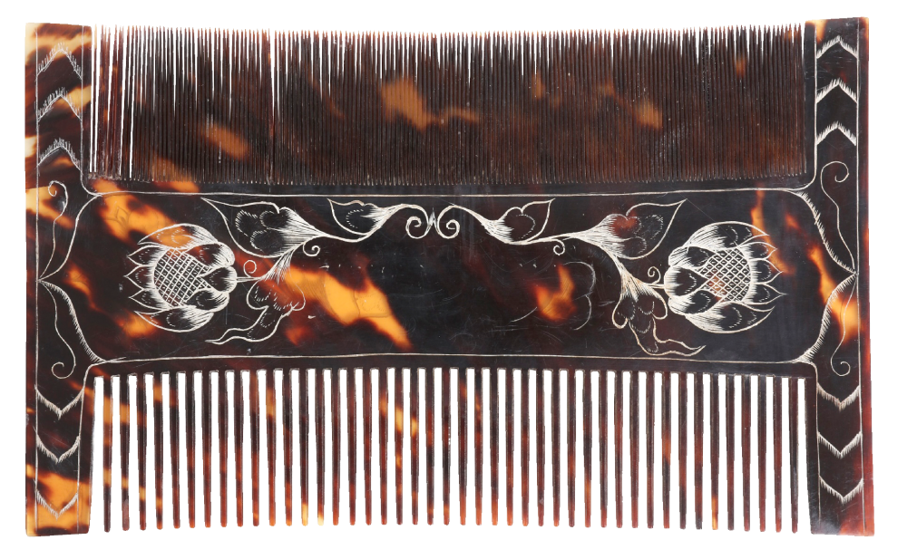 Jamaican engraved tortoiseshell comb