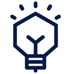 An icon of a light bulb with a gear inside, representing ideas or innovation.