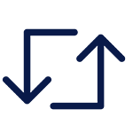 An icon showing two arrows: one pointing down and one pointing up and to the right, indicating a refresh or reset action.
