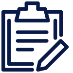Clipboard with a sheet of paper and a pencil.