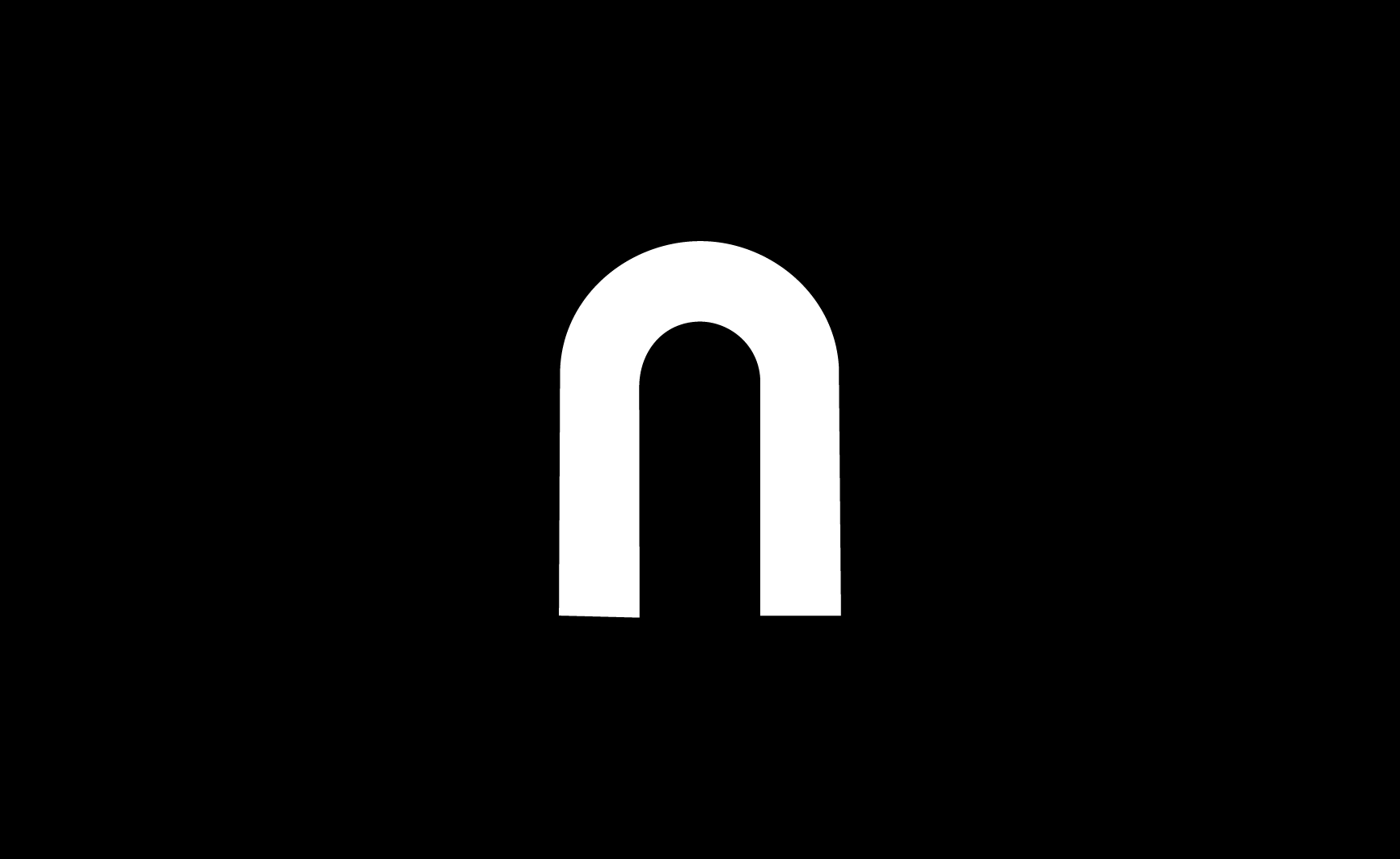 Black background with a large white arch shape and smaller black shapes on top, resembling a minimalistic architectural or abstract design.