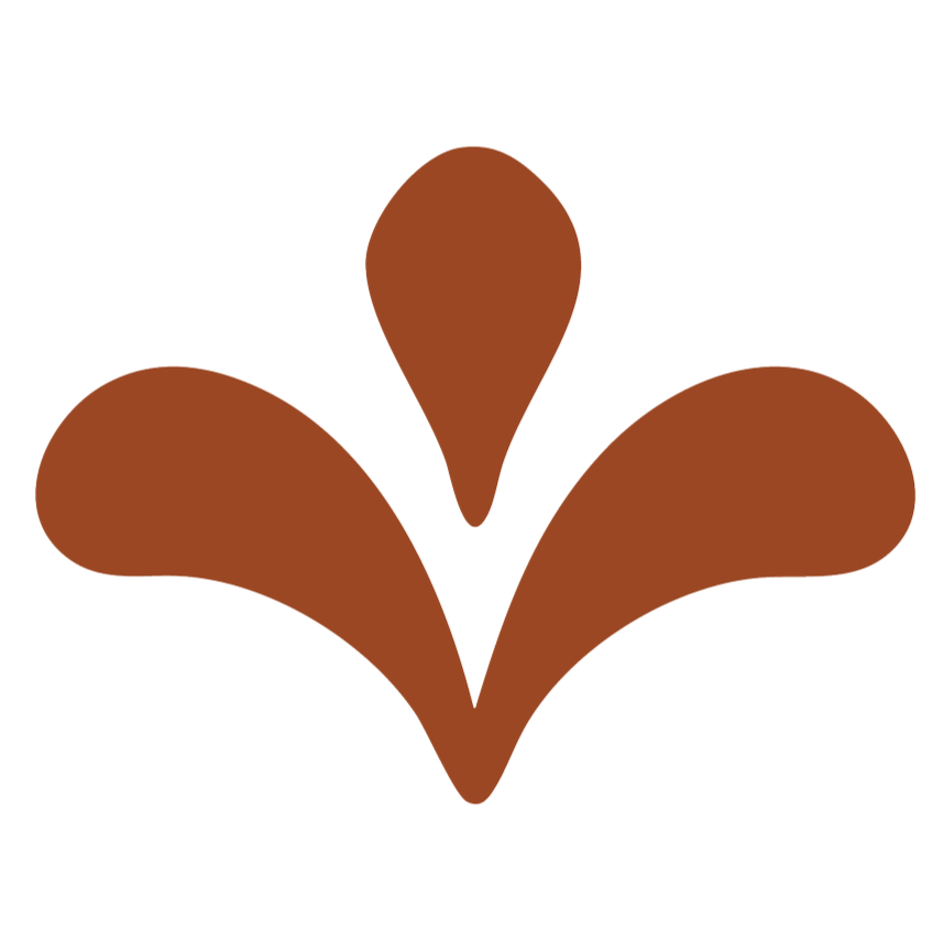 Icon of a stylized brown flower with three petals.