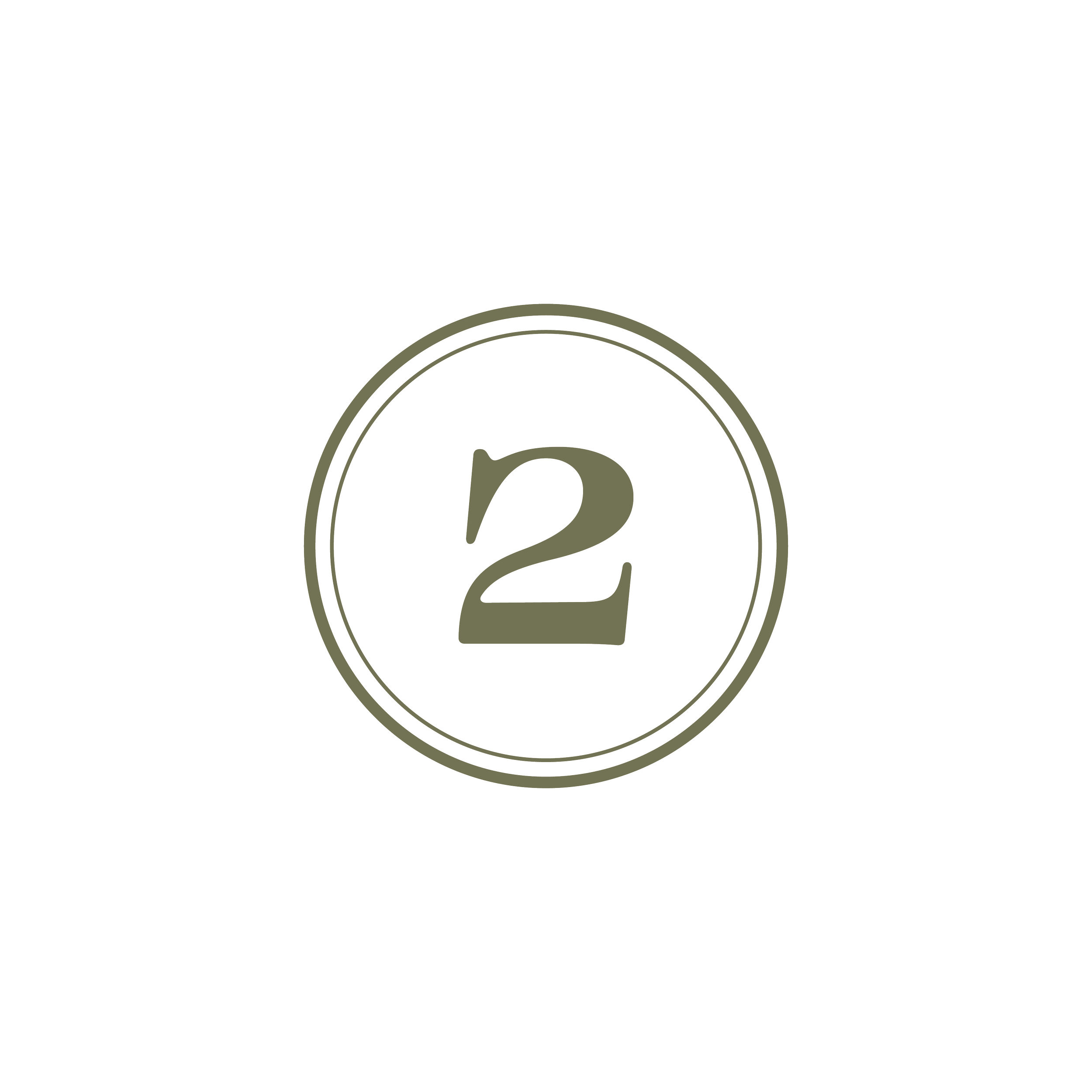Black graphic design with abstract circular patterns and the number 2 in a circle.