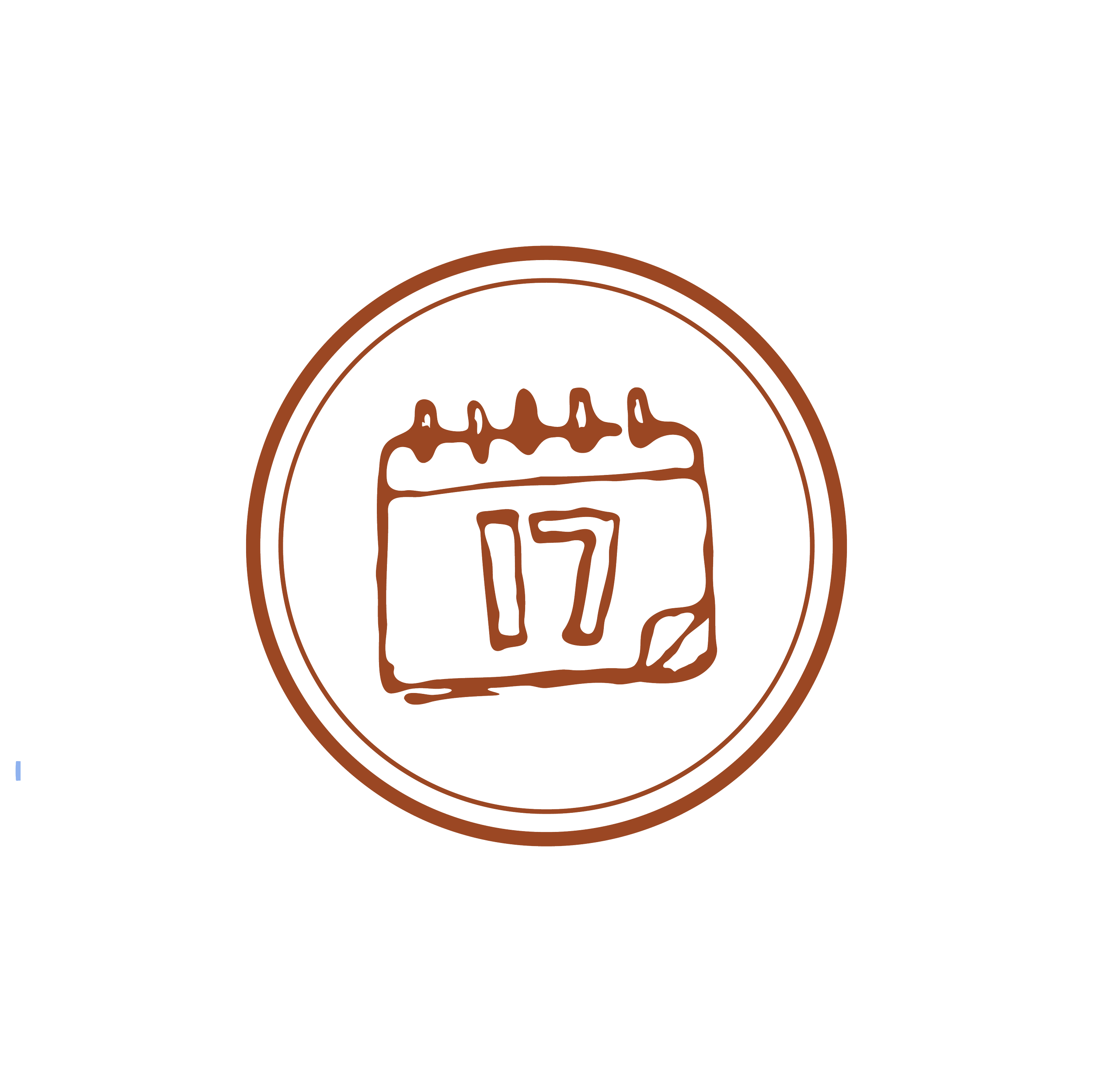 Illustration of a coffee cup with steam, surrounded by a circular border, and the word 'coffee' written inside.
