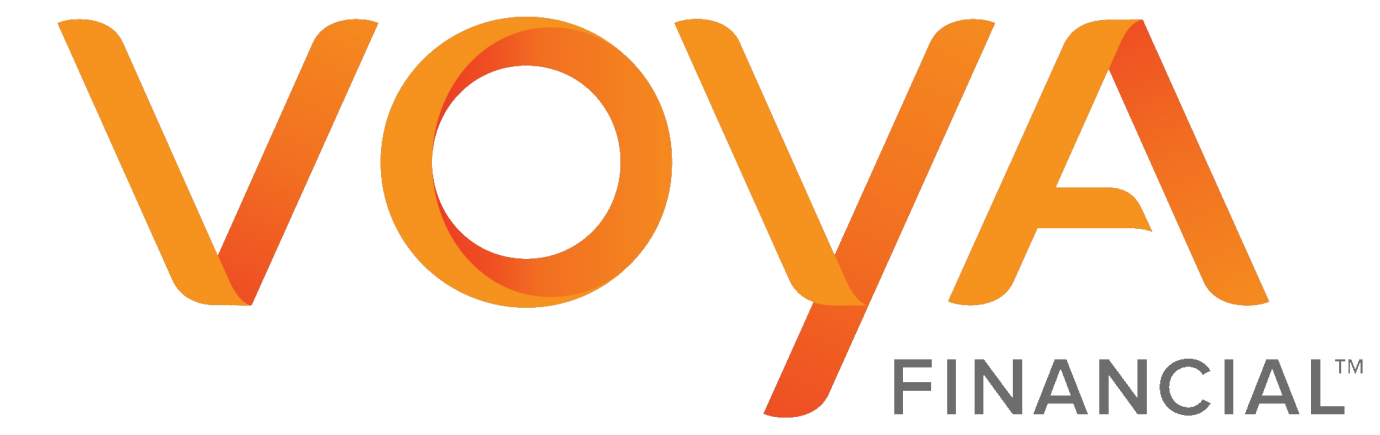 Logo for Voya Financial with orange and gray text.