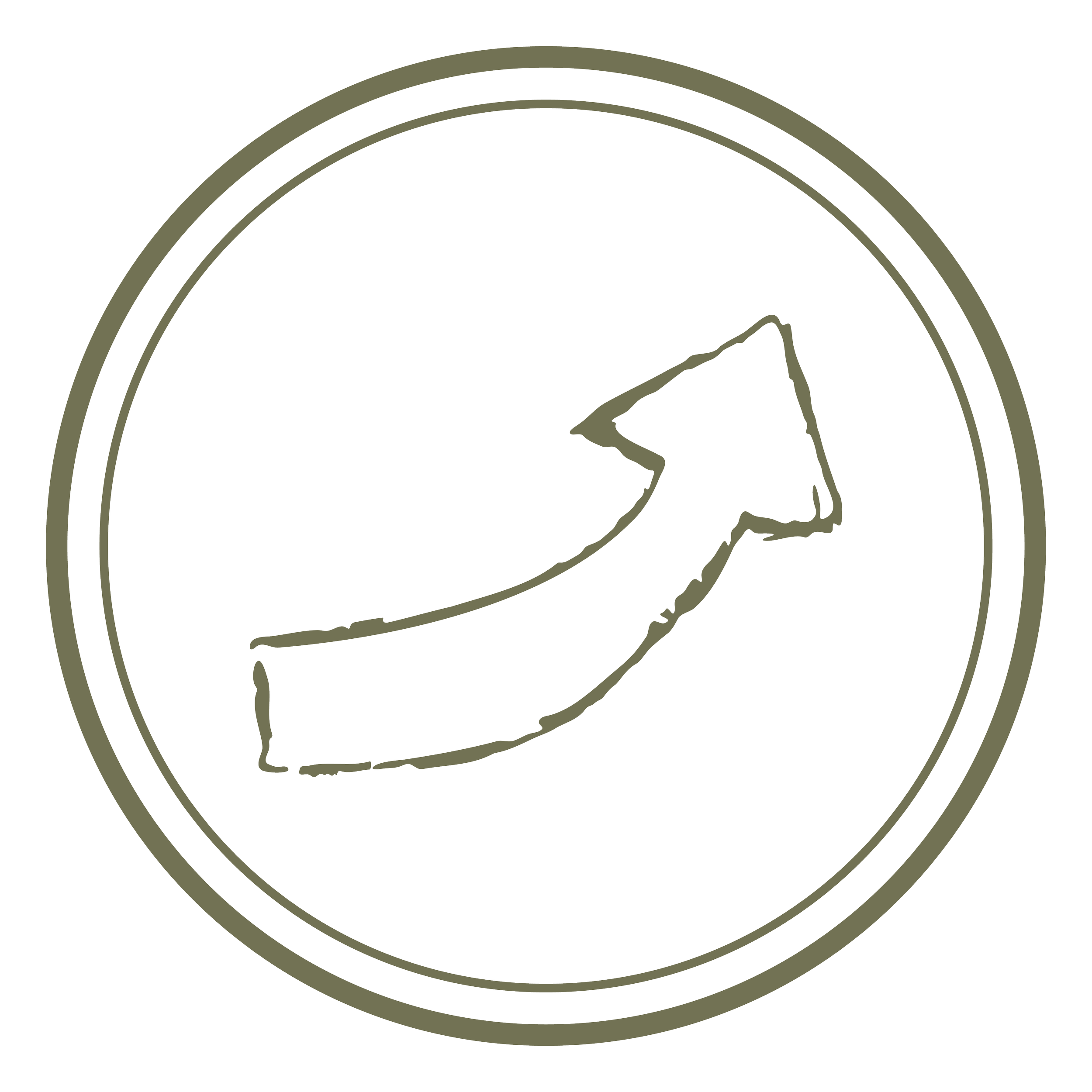 Illustration of a mountain range with a circular border.