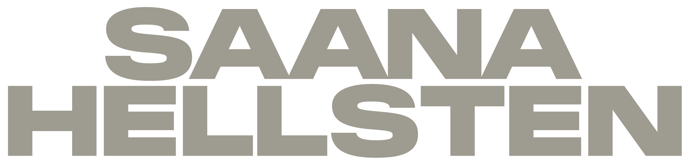 Text reading 'SAANA HELLSTEN' in gray, bold, large font on a black background.