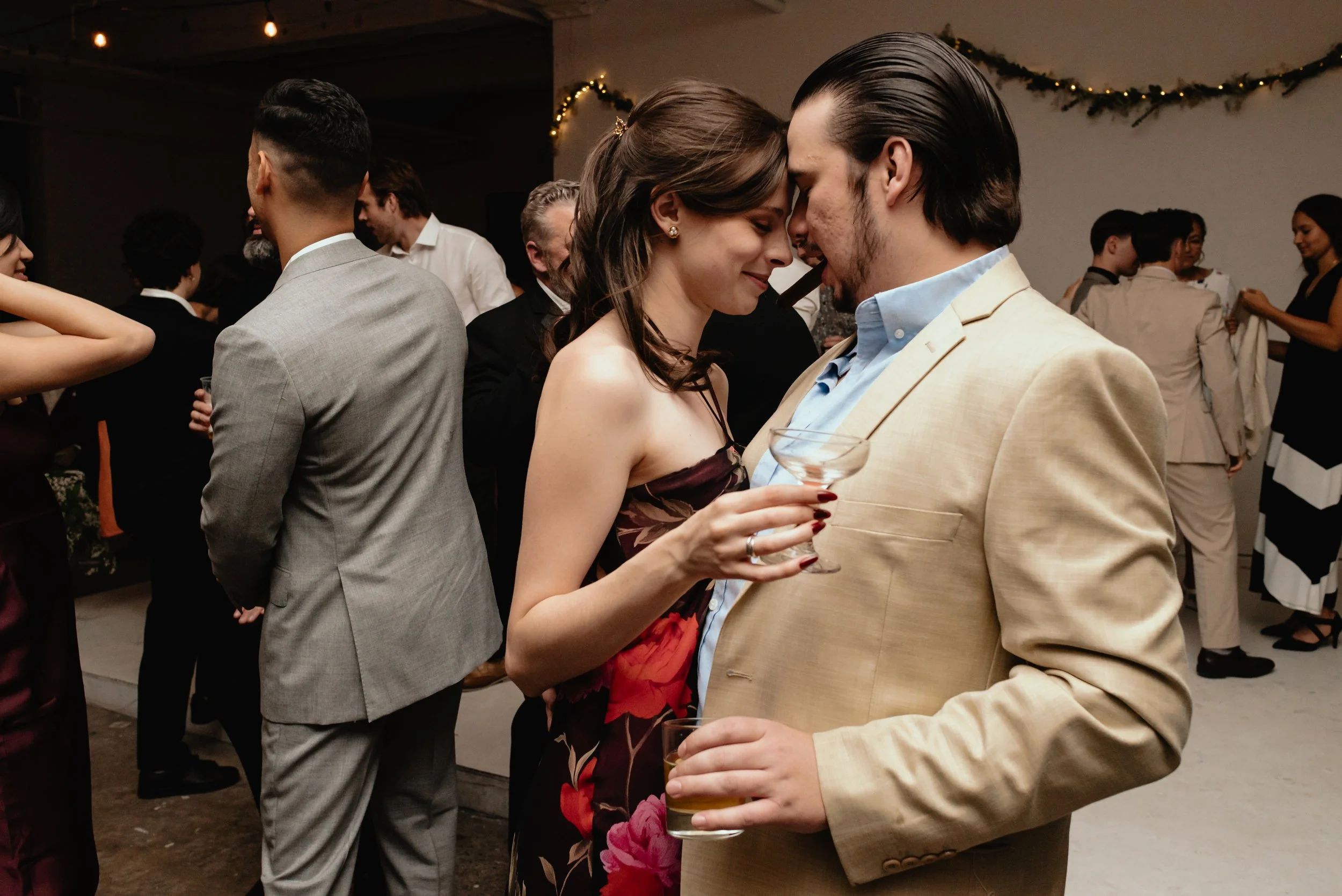 Couple enjoys dance and cocktails at montreal wedding reception