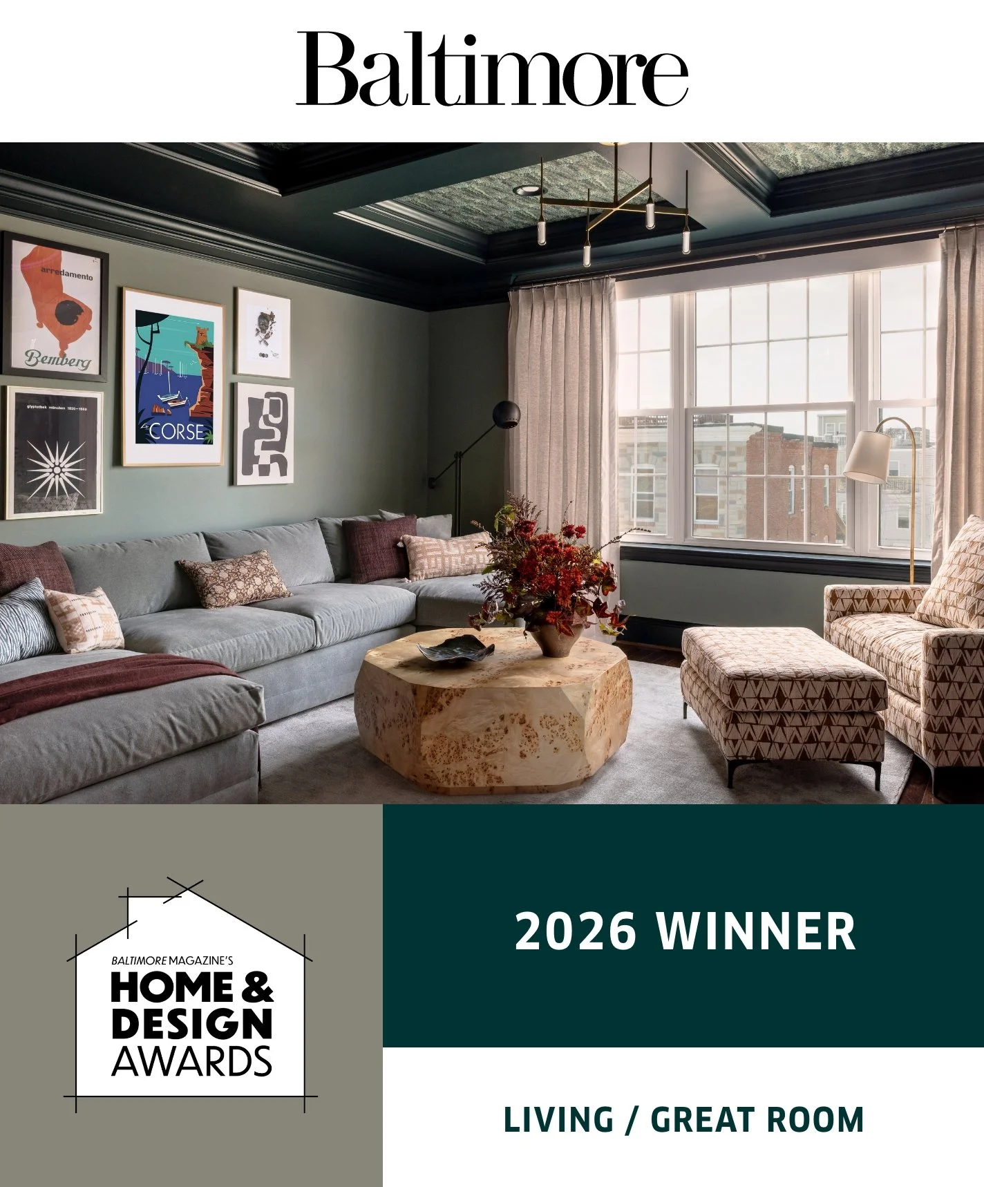 Baltimore Magazine’s Home & Design Awards | 2026 Winner for  “Living / Great Room” 