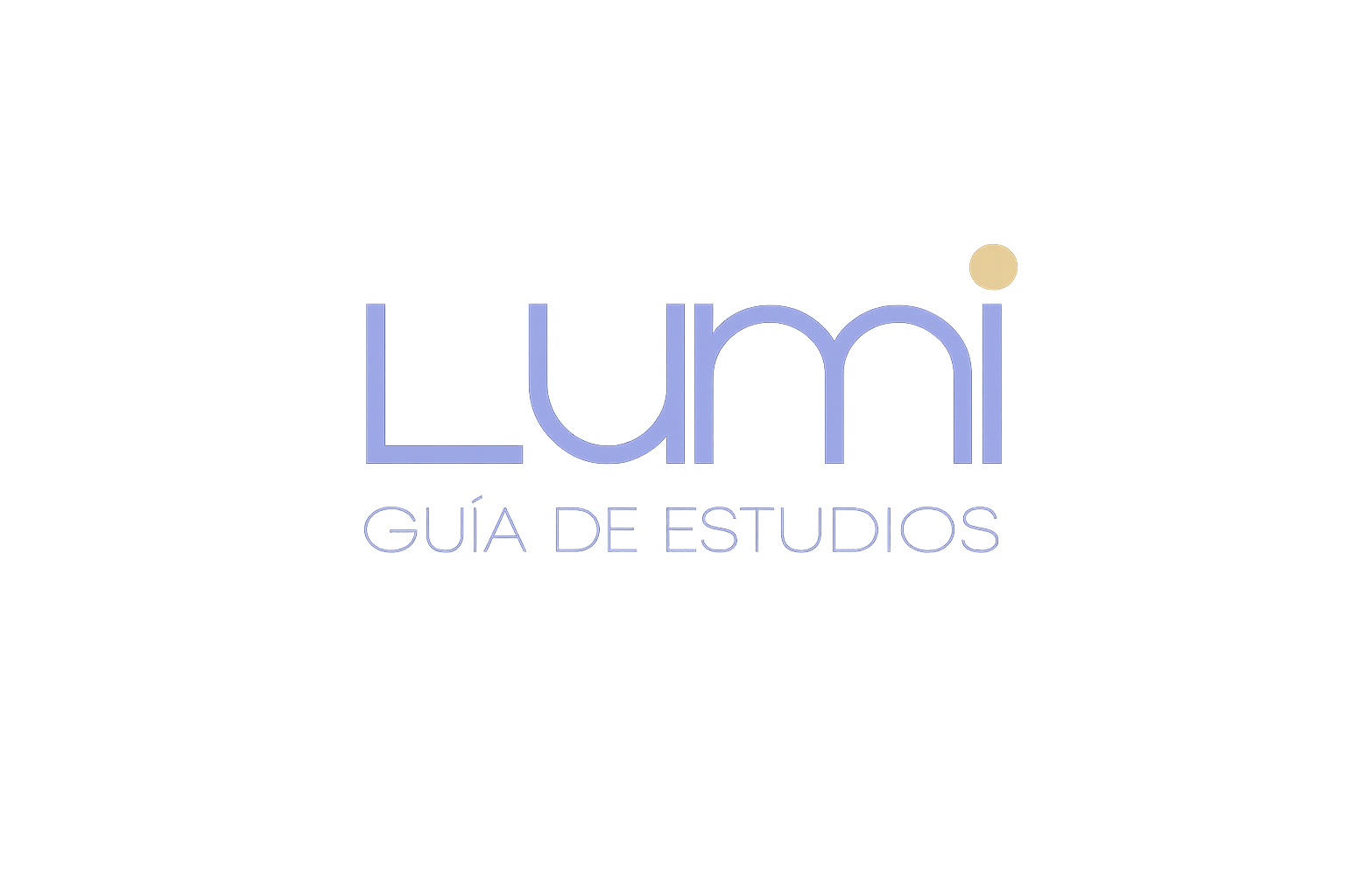 Logo con palabras 'Lumi' y 'GUÍA DE ESTUDIOS' en letras azules y gris en fondo negro.