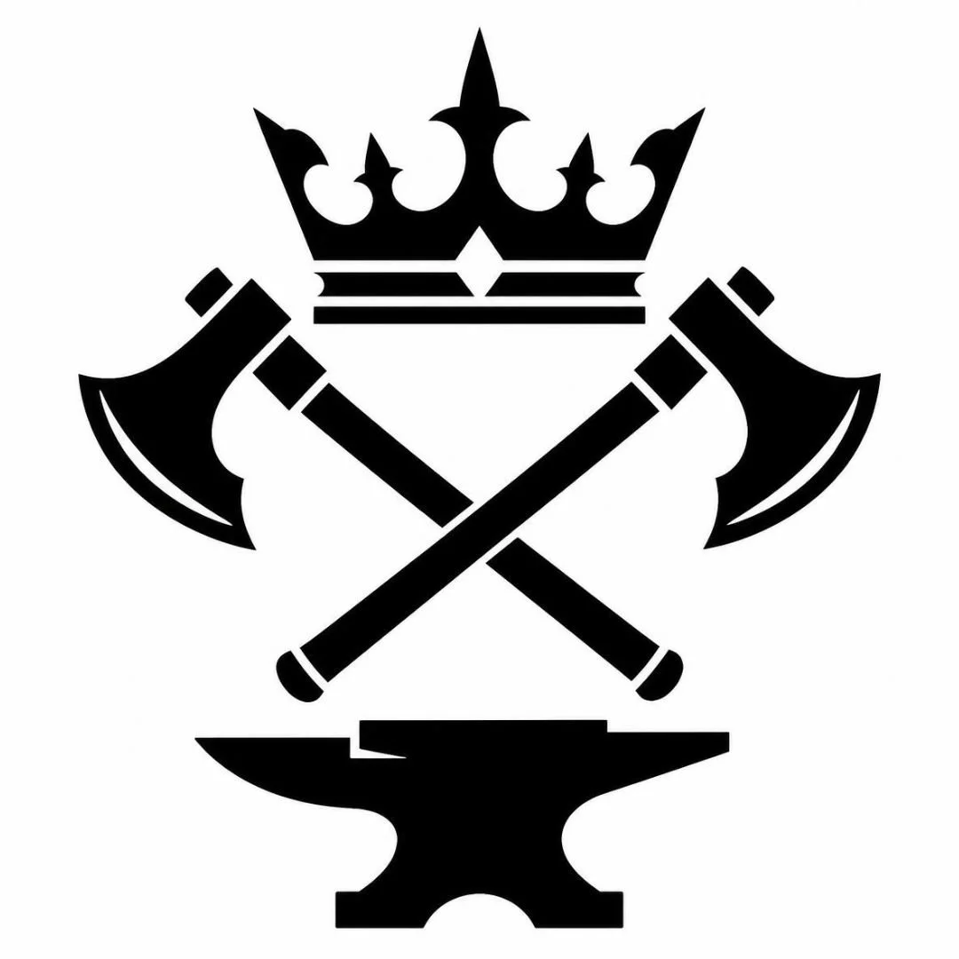 The Reforged Husband logo — crossed axes, a king's crown, and an anvil, representing Michael Riggs' marriage coaching program for men