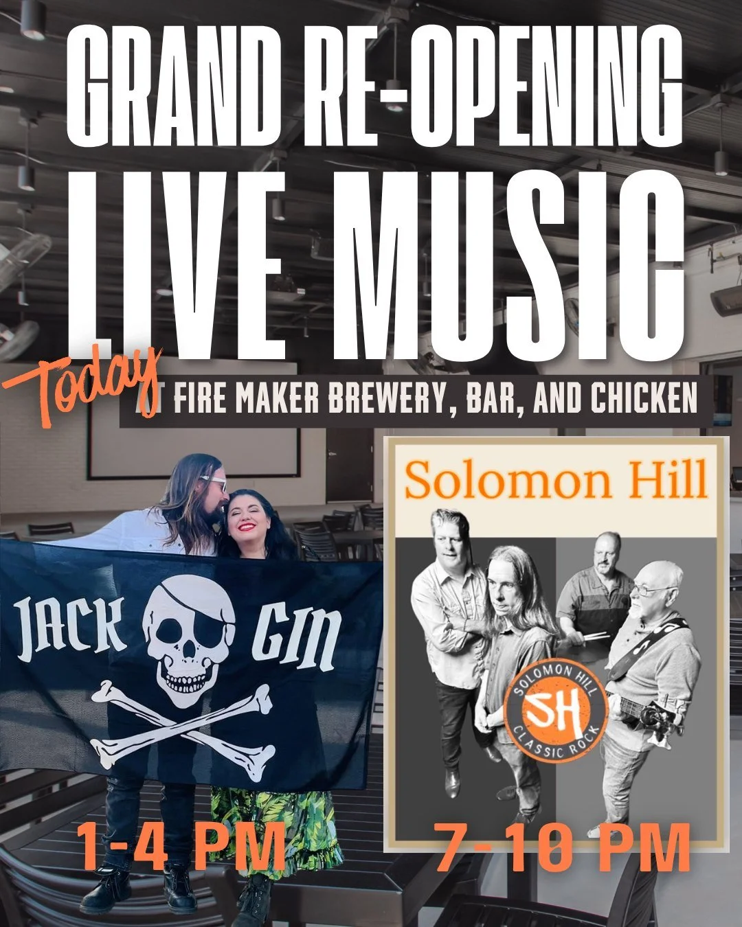 🎶🐉 Grand Re-Opening with Live music today!🎶🐉

Big news for the Saturday crowd &mdash; we don't normally do live music on Saturdays, but for Grand Re-Opening weekend, we're making an exception. Two sets, back to back: Jack &amp; Gin, 1-4PM, follow