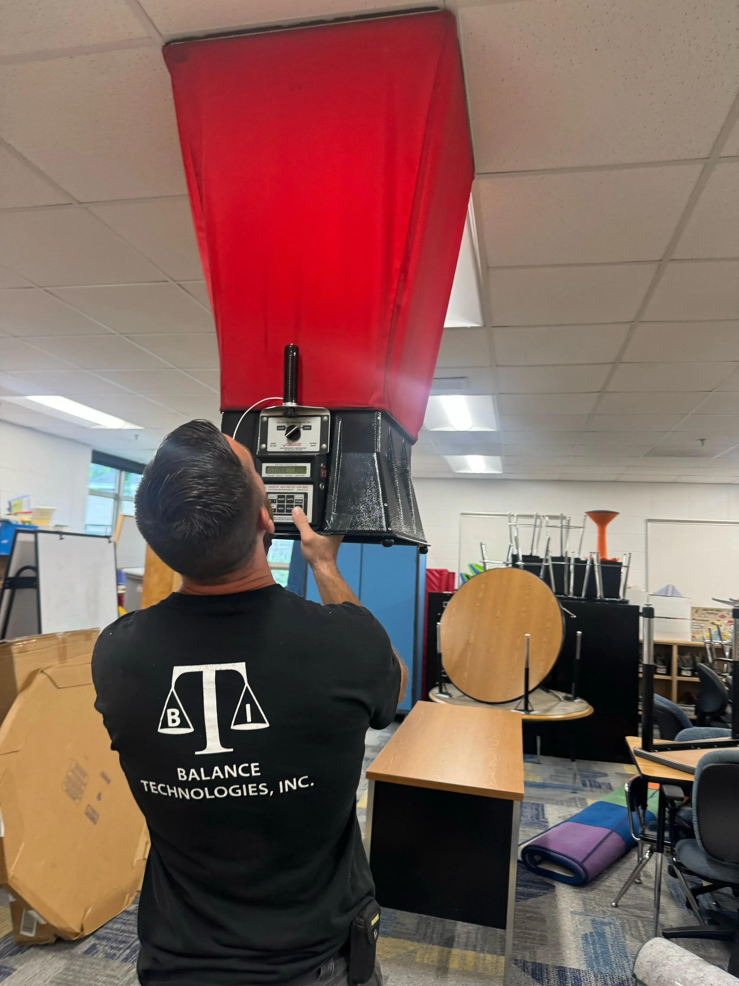 Class is almost in session and we&rsquo;re making sure the air is ready for learning 🚸📚✏️ #backtoschool #airbalancing #facilitymanagement