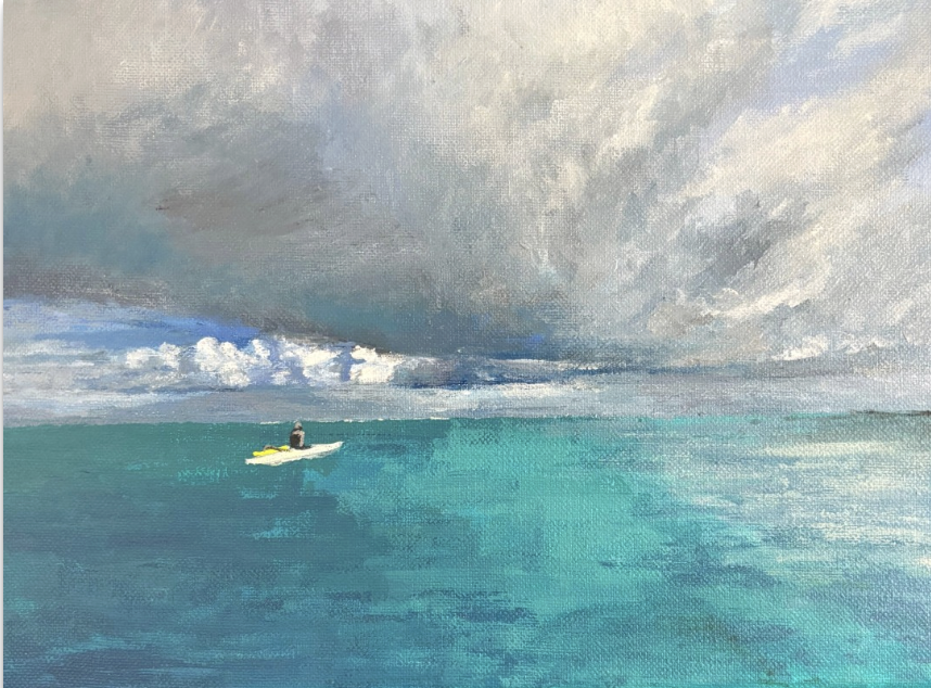 Heavy Skies, Kaneohe Bay, Acrylic on canvas, 8 x 10"