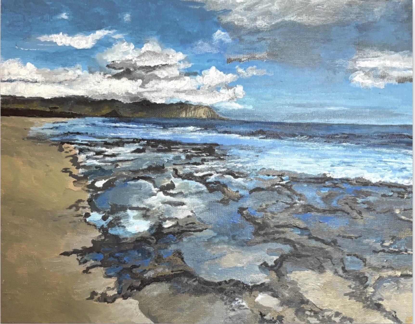 North Beach, Low Tide, Acrylic on canvas 11 x 14"