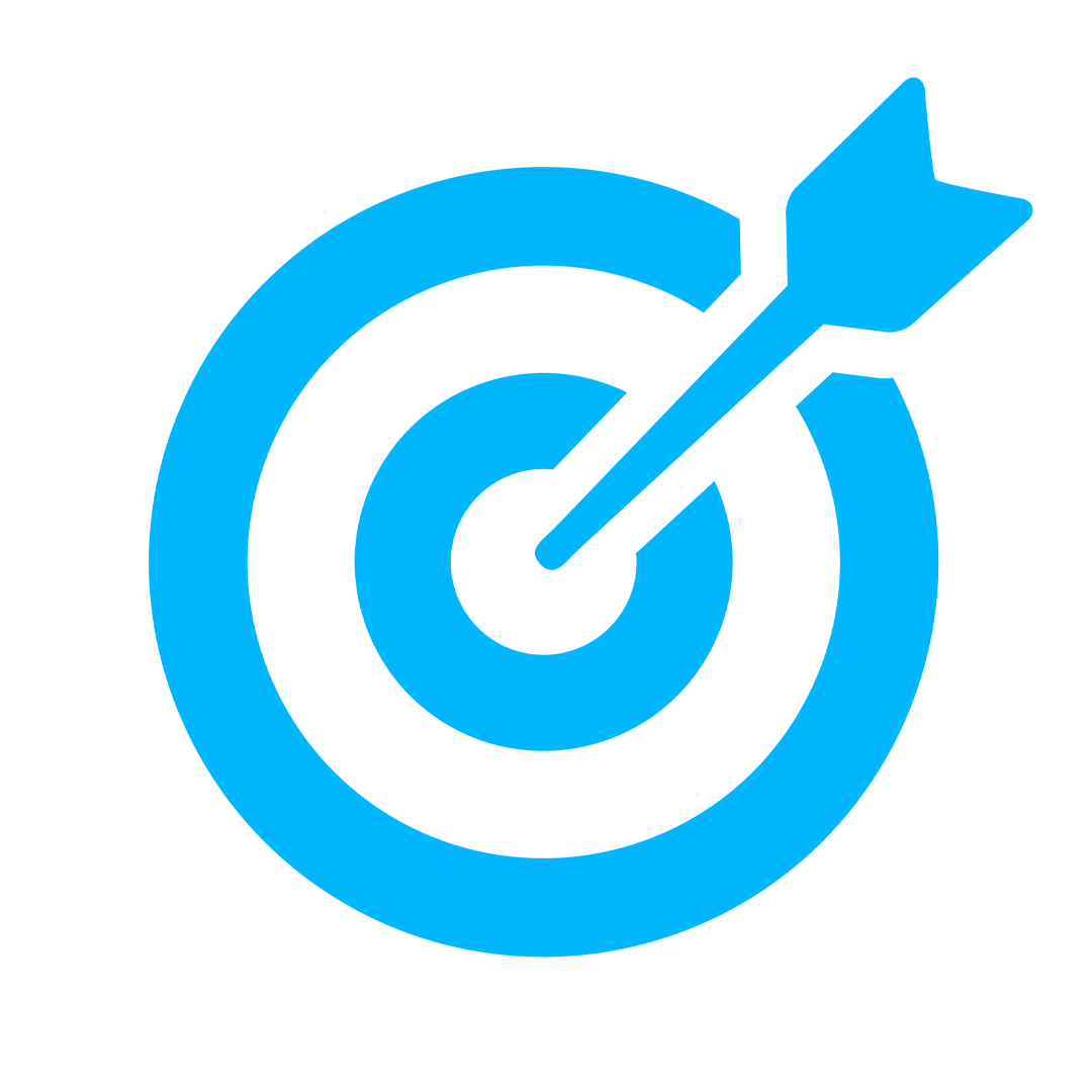 Blue target with an arrow hitting the center.