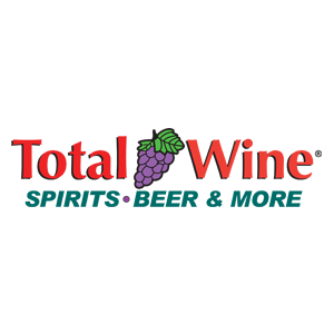 Logo with the words "Total Wine" in red, featuring a cluster of purple grapes between the words. Renaissance Market Wilmington.