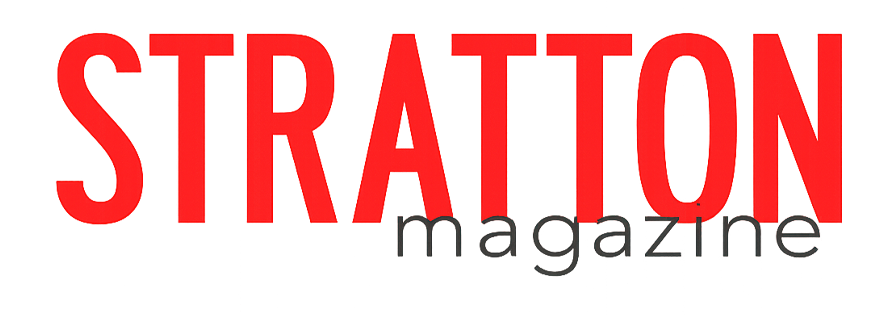 Logo of Stratton Magazine with the word 'STRATTON' in large red letters and 'magazine' in smaller gray letters below.