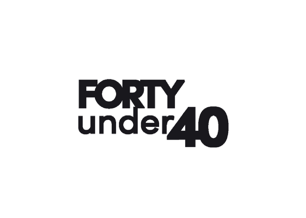 Black text on a white background reading "FORTY under 40" with the word "FORTY" in bold.