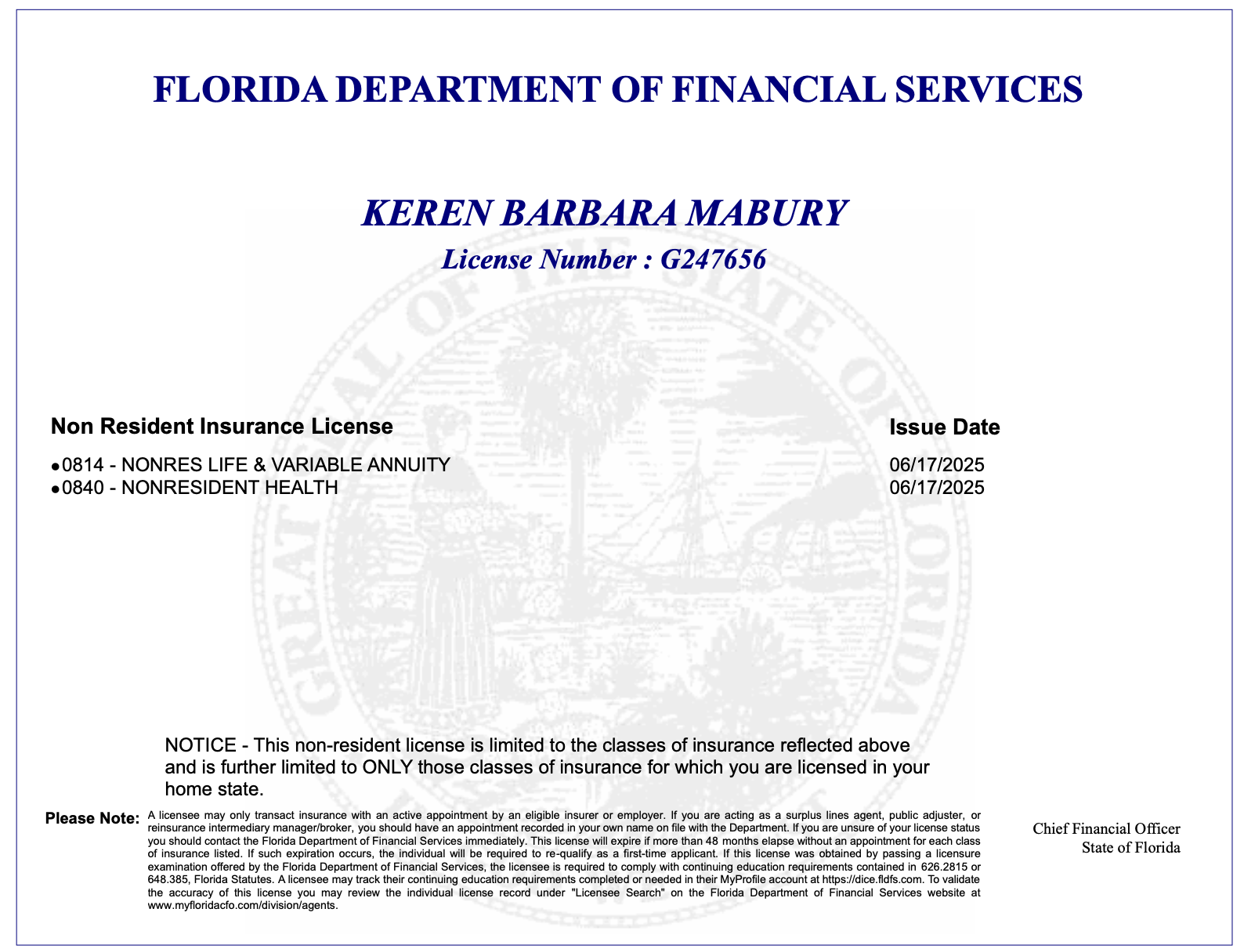 Florida License