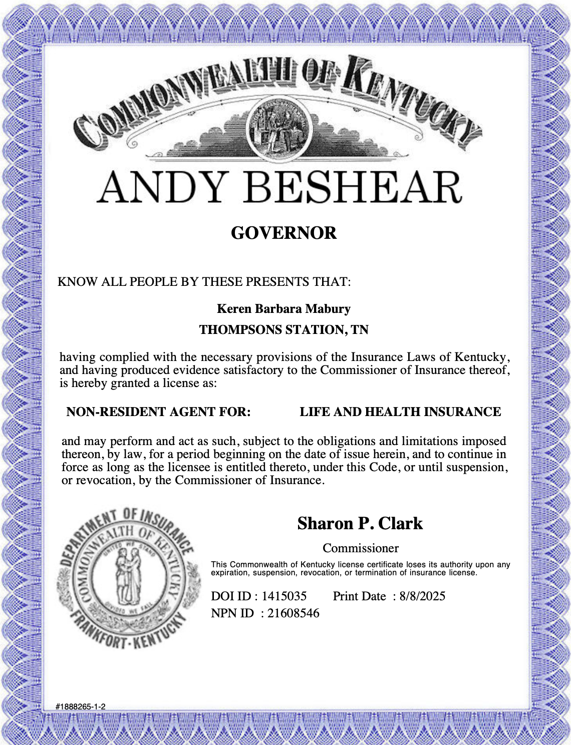 Kentucky License