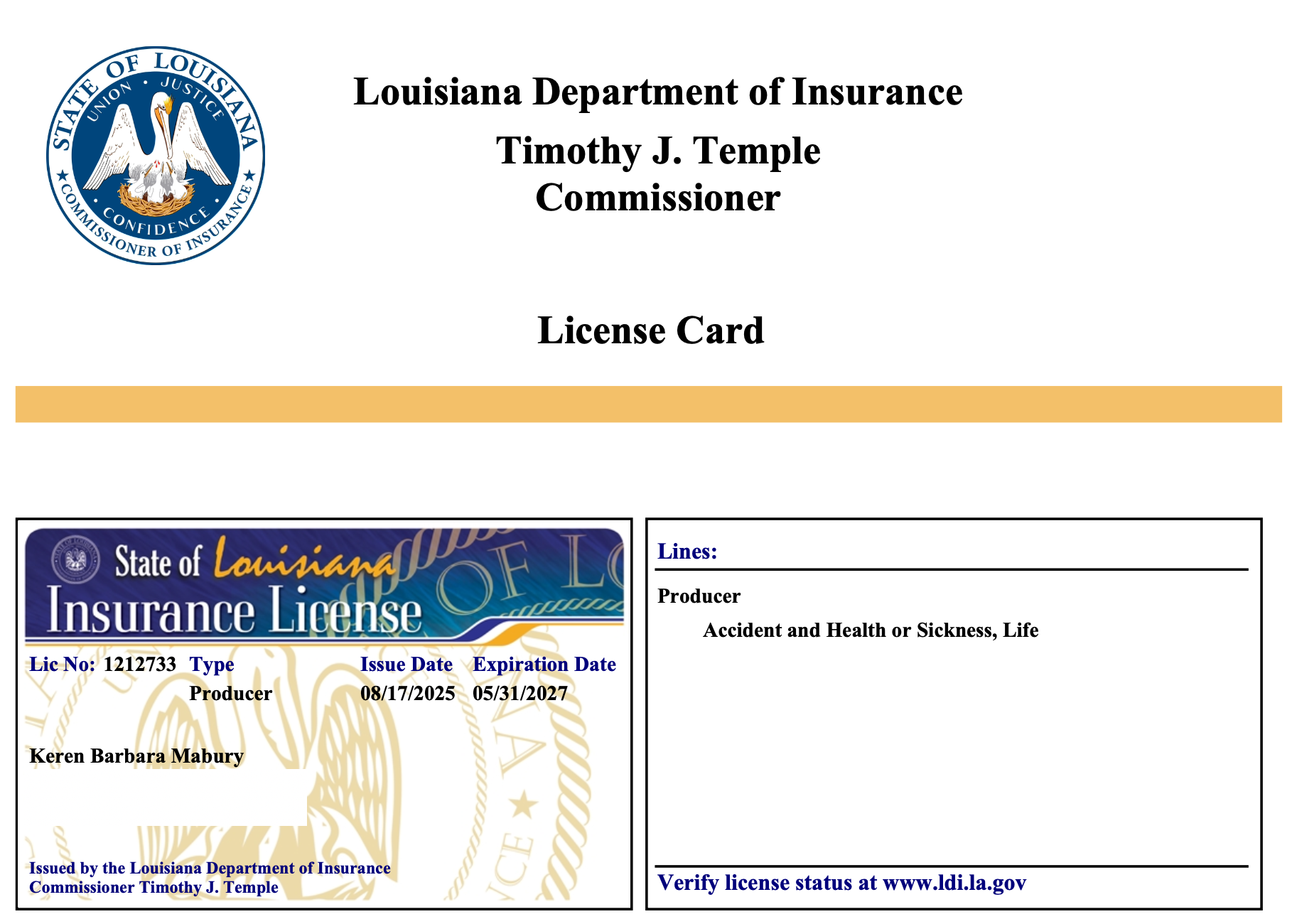 Louisiana License