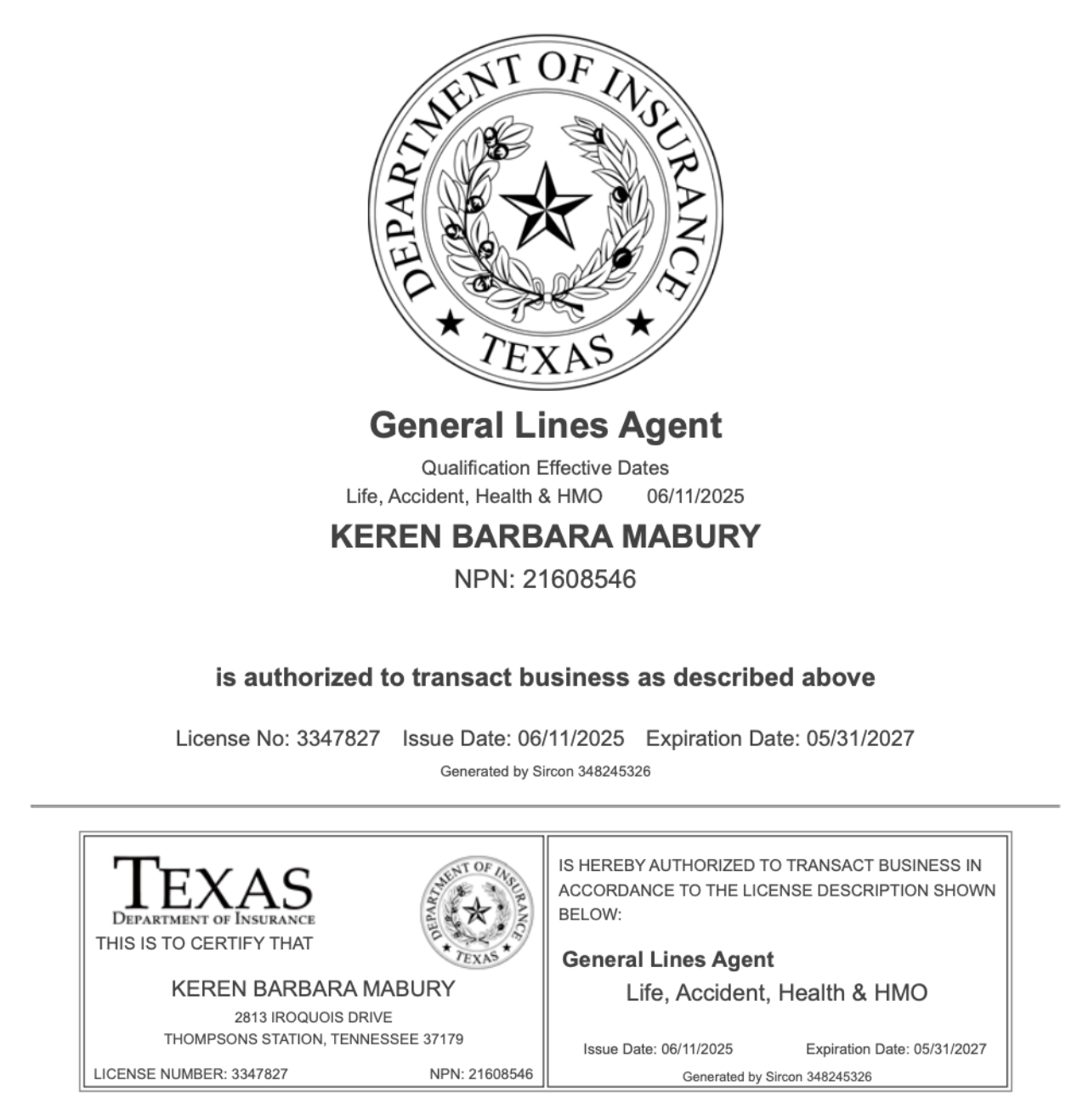 Texas License
